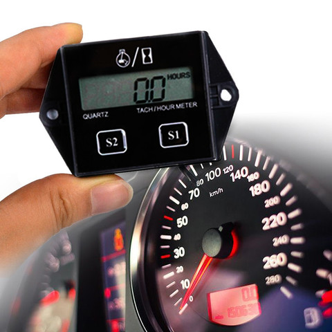 RUSSIAN IN STOCK! Waterproof Digital Engine Tachometer Hour Meter Tach Gauge Inductive RPM For 2 4 Stroke Gasoline Motorcycle Hh ► Photo 1/6