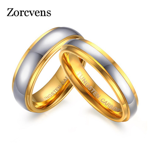 ZORCVENS New Fashion Jewelry His & Her's Polishing Center Step Edge Tungsten Carbide Wedding Band Ring for Woman Men ► Photo 1/6