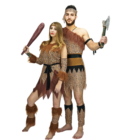 Adult Men Women Jungle Caveman Wildman Cosplay Carnival Costumes Stone Age Stag Halloween Costume Female Party as the Croods ► Photo 1/3
