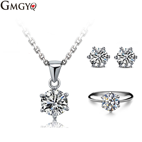 GMGYQ Brand Classic Six Paws 1 Carat CZ Diamant Zirkoon Accessoires Sets voor Vrouwen Bruid Meisje For Women Simple Jewelry sets ► Photo 1/6