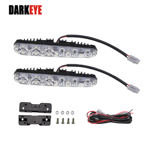 drl Car Front Head Warning Driving Fog Lamp 1 Pairs High-Low Beam Daytime Running Lights DRL DC 12v 2400lm 6 LED For All Car BI ► Photo 1/6