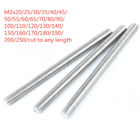 10pcs/lot Stainless steel full thread rod threaded bar M3 ► Photo 1/1