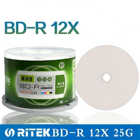 Double Yi 50 Pieces Ritek 25GB BD-R 2-12X Speed A+ Grade Printable Blu ray Blank BDR Disc original cake box ► Photo 1/6