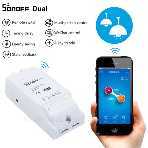 Sonoff Dual 2CH Wifi Smart Switch Home Remote Control Wireless Switch Universal Module Timer Wi-fi Switch Smart Home Controller ► Photo 1/6