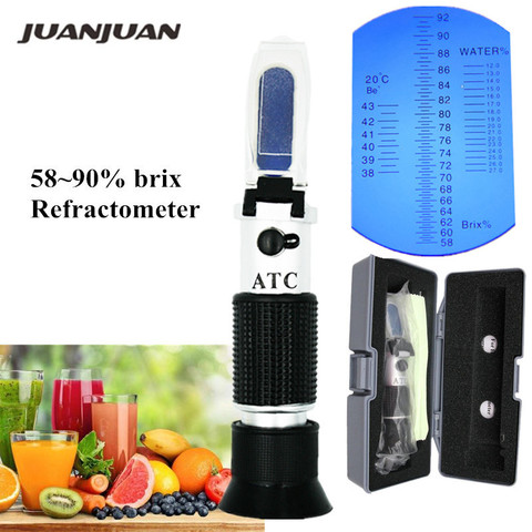 Retail Box Hand held brix 58~90% RHB-90 Refractometer brix Honey ATC for jam syrup controlling concentrations 40% off ► Photo 1/6