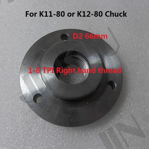 1-8 TPI Spindle Thread Chuck Flange Back Plate base plate Adapter Plate for K11-80 K12-80 3 inch 3 jaws 4 jaws chuck ► Photo 1/4