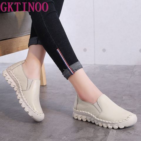 2022 New Women's Handmade Shoes Genuine Leather Flat slip-on Mother Shoes Woman Loafers Soft Single Casual Flats Shoes Women ► Photo 1/6