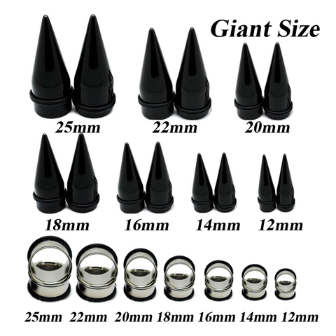 6pair Giant Size Stainless Steel Single Flared Tunnel & Acrylic Stretcher Ear Taper Kit Earring Gauge Plug Piercing Body Jewelry ► Photo 1/2