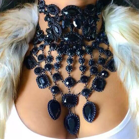 KMVEXO Fashion Jewelry Maxi Necklace For Women 2022 New Rhinestone Crystal Bead Collar Choker Necklace Tassel Statement Chockers ► Photo 1/3