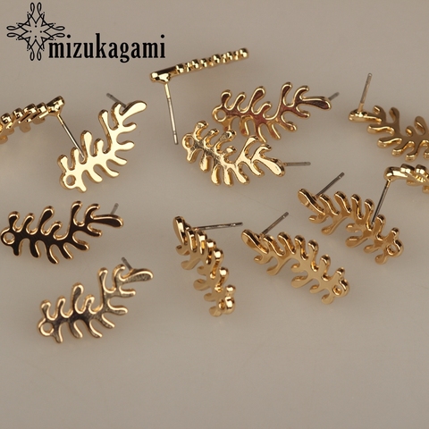 2022 New 10*22MM 6pcs/lot Zinc Alloy Gold Coral Branch Shape Base Earrings Connector  For DIY Fashion Stud Earrings Accessories ► Photo 1/5