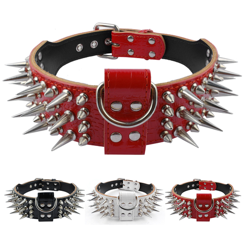 2inch Wide Cool Sharp Spiked Studded Leather Dog Collars For Medium Large Dogs Pitbull Bulldog Rottweiler German Shepherd M-XL ► Photo 1/6