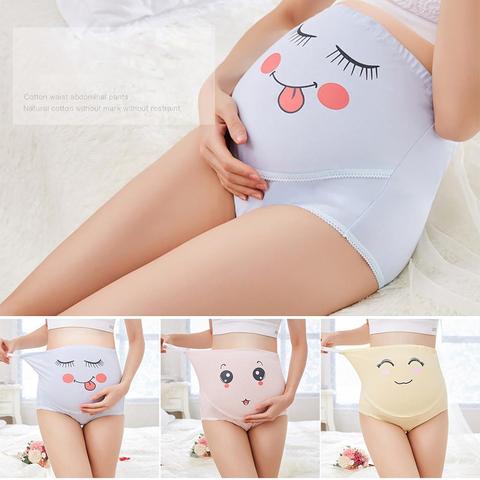 Cartoon Breathable High Waisted Briefs Belly Support Panties Pregnant Woman Adjustable Underwear cotton cute ► Photo 1/6