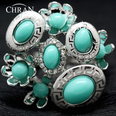 CHRAN Unique Accessories Rhodium Plated Jewelry Rings Party Gifts Promotion Fashion Crystal Wedding Flower Rings for Women ► Photo 1/4