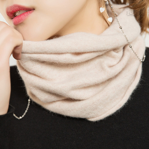 Women's Scarf Ring Wool Cashmere Neck Warmer Angora Rabbit Cashmere Cowl Collar Loop Scarves Women Knitting Accessories ► Photo 1/6
