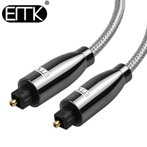 EMK New Digital SPDIF Optical Cable 3.5 Mini Toslink to Toslink Cable Fiber Optical Audio Cable with braided jacket ► Photo 1/6