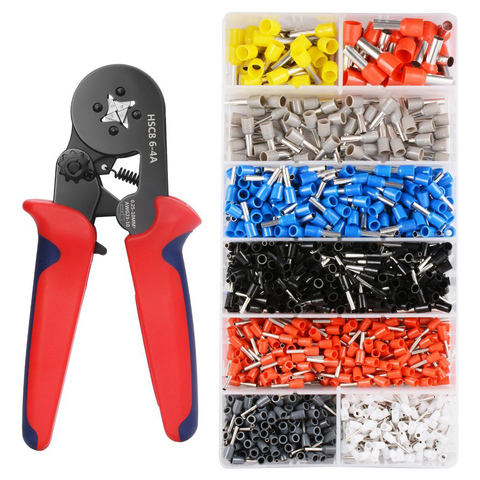 GTBL Crimper Plier Set 0.25-10mm2 Self-adjustable Ratchat Wire Crimping Tool with 1200 Wire Terminal Crimp Connector Insulated ► Photo 1/6