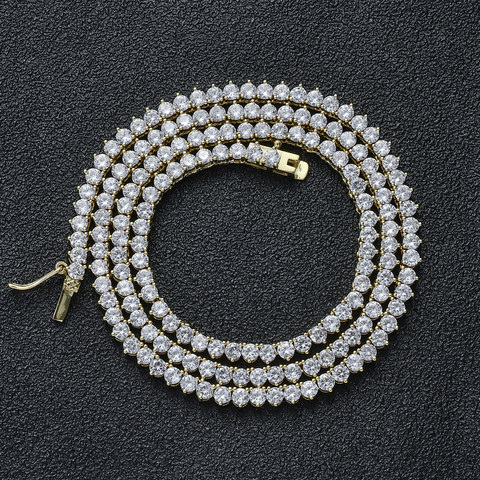 Women's Brass Cubic Zircon 1 Row 3 paw  3mm Tennis Chain Necklace Jewelry Gift CN090 ► Photo 1/1