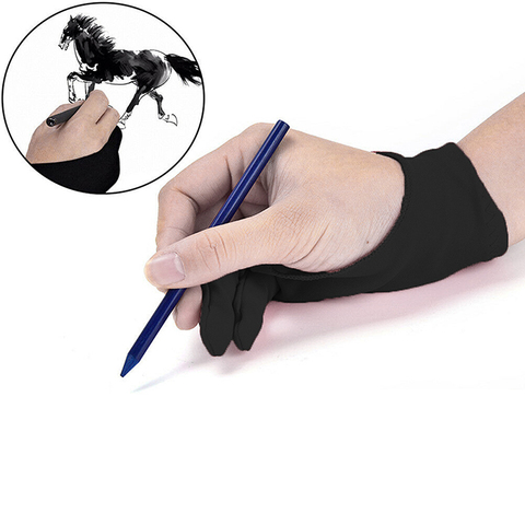 Anti-Fouling Artist Glove For Drawing,Black 2 Finger Painting Digital Tablet Writing Glove For Art Students Arts Lover ► Photo 1/6