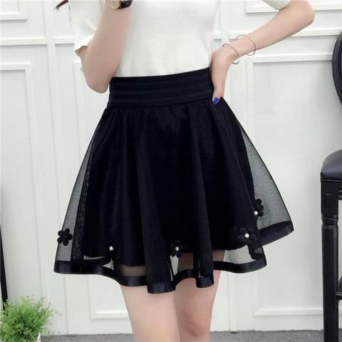 2022 Spring New High Waist Tulle Skirt Sweet Princess Mini Skirt Elastic Waist Tutu Skirt Woman 4 Sizes Available Free Shipping ► Photo 1/5