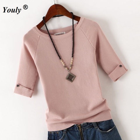 Pullover Sweater Ice Cotton knit Tops women 2022 Autumn Casual Tees Shirt ladies Round Neck slim winter Bottoming tops Plus Size ► Photo 1/6