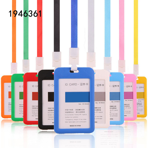 High Quality Plastic ID Card Holder Work Identity Name Badge Holder  Exhibition Card Holder With Lanyard School Office Supplies