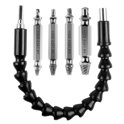 5Pcs Screw Extractor Drill Bits Guide Set Broken Damaged Screw Remover Double Ended Stripped Screw Extractor Set H.S.S. 4341 ► Photo 1/6