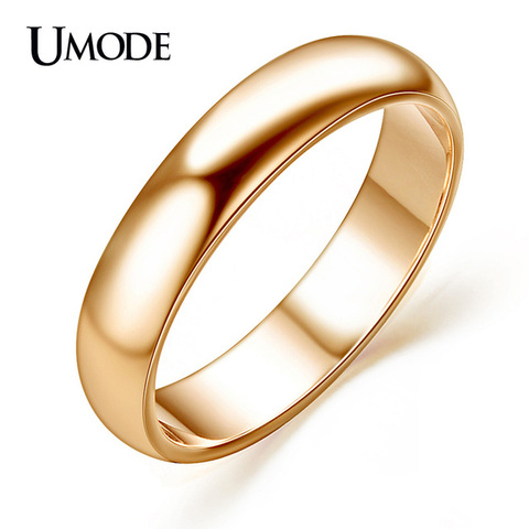 UMODE For Man and Woman Aneis Rose Gold Color Anillos Mujer Anelli High Polish Wedding band Classic rings JR0097A ► Photo 1/6