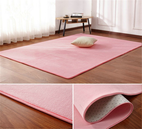 Coral velvet carpet living room coffee table blanket bedroom bedside mat bed front room rug Tatami yoga mat 140cmx200cm pink rug ► Photo 1/6