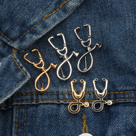 High Quality 2 Style Brooches Doctor Nurse Stethoscope Brooch Medical Jewelry Enamel Pin Denim Jackets Collar Badge Pins Button ► Photo 1/6