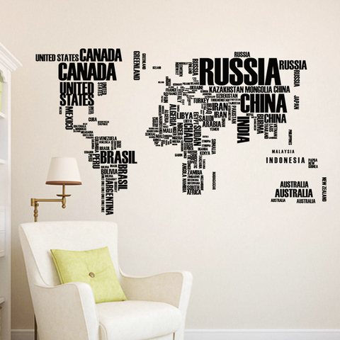 60*90cm Quote Removable Letter World Map Vinyl Decal Art Mural Home Decor Wall Stickers For Kids Room School Office Decoration ► Photo 1/6