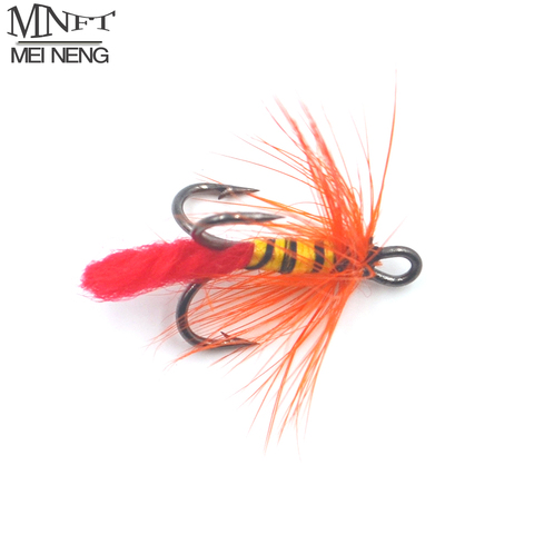 MNFT 10Pcs/Box Triple 3XTreble Hook Fly Fishing Flies Three Fly Hooks Lure Orange Beard Black Zebra Yellow Body Fishing Baits ► Photo 1/4
