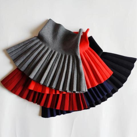 2-12 Years Baby Toddler Teen Tutus Children School Girls Knit Tutu Skirt Bottoms Solid Pleated Skirts For Kids Children Clothes ► Photo 1/6