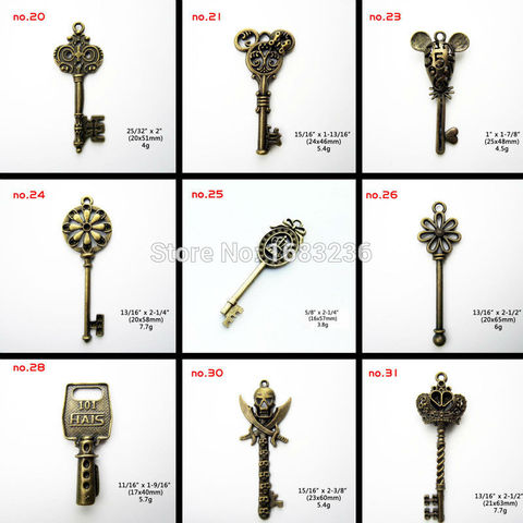 1pc Antique Vintage Vtg Old Looking Decorative Skeleton Crown Key Pendant Bow Steampunk Charms Amulet Jewelry DIY ► Photo 1/6