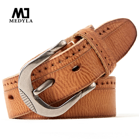 MEDYLA Cinto Masculino Brand Designer Top Grain Leather Belt Luxury Casual Cow Genuine Leather Belts for Men Business Strap ► Photo 1/6