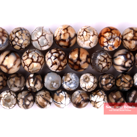 Natural Stone Coffee Fire Dragon Veins Agates Round Loose Beads 6 8 10 12MM Pick Size For Jewelry Making CFDV01 ► Photo 1/2