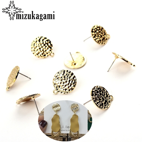 10pcs/lot Zinc Alloy Stud Earrings Round Gold Metal Round Ripple Earrings Connector For DIY Earrings Jewelry Making Accessories ► Photo 1/6