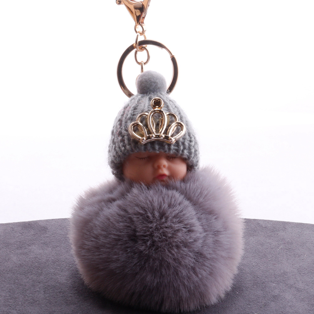 Rabbit Fur Ball PomPom Cell Phone Car Keychain Pendant Handbag Cute Key Ring RS 