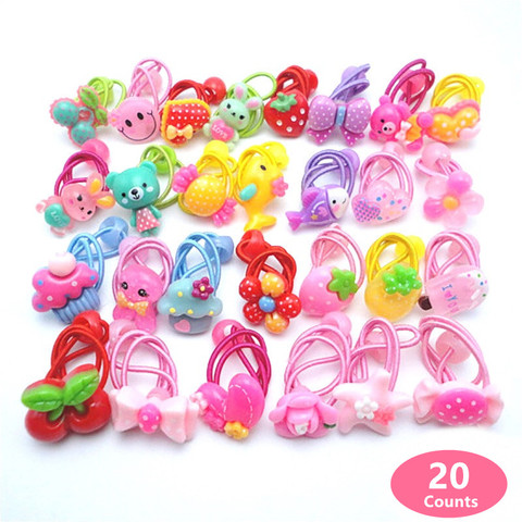 20 Pcs (10 pairs) Cartoon Candy Color Girls' Elastic Hair ties Girl's Ponytail Holder Kids Hair Accessories PT069 ► Photo 1/5