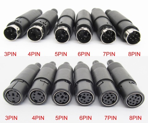 2 pcs for Soldering Cables Mini DIN Connector S-Video terminal Circular 3/4/5/6/7/8 Pin Male/Female With Plastic Handle Adapter ► Photo 1/6