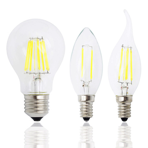 Retro 2W 4W 6W 8W Dimmable Led Filament Light Bulb E27 E14 Candle Lamp COB 220V 230V replace 20w 40w 60w 80w halogen bulbs ► Photo 1/6
