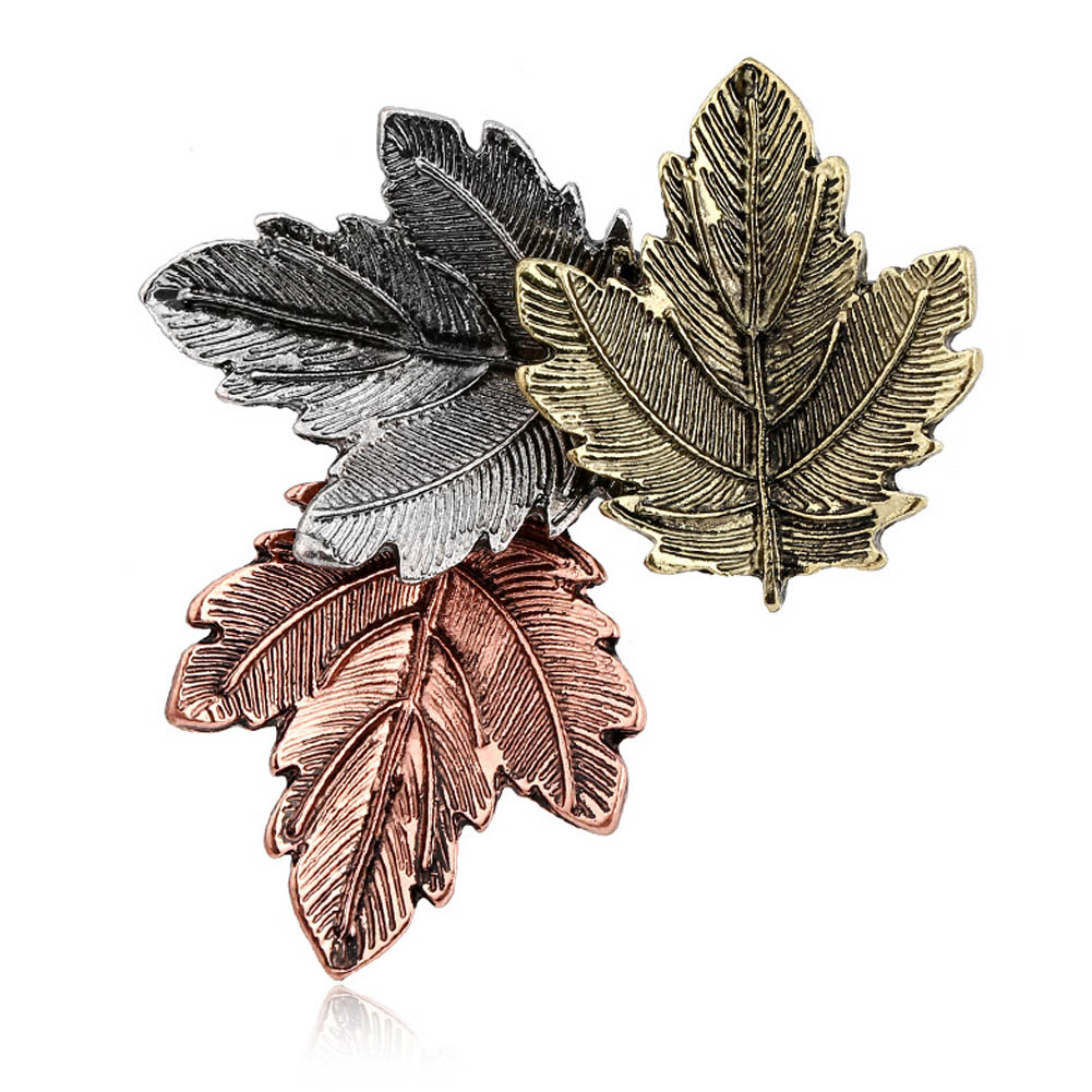 Women Vintage Maple Leaf Brooch Gold Silver Plated Brooches Pins Dance Partyu 
