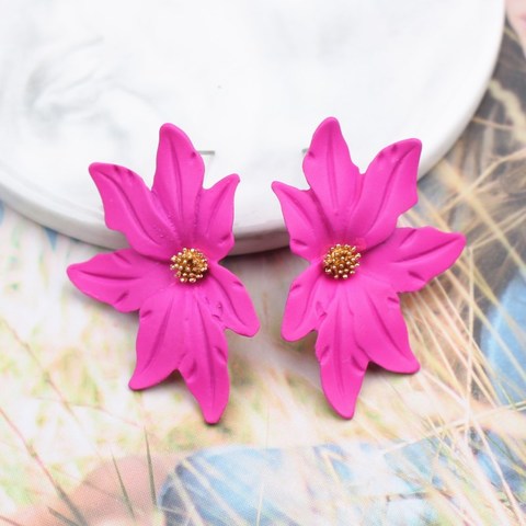 New Korean Style Spray Paint Big Flower Stud Earrings For Women Fashion Summer Elegant Sweet Jewelry Accessories Brincos ► Photo 1/6