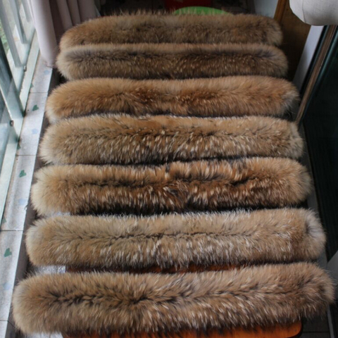 Big Raccoon Fur Collar Hood Trim Natural Raccoon Fur Hood Collar Down Coat Fur Collar Custom Made Big Fur Collar ► Photo 1/4