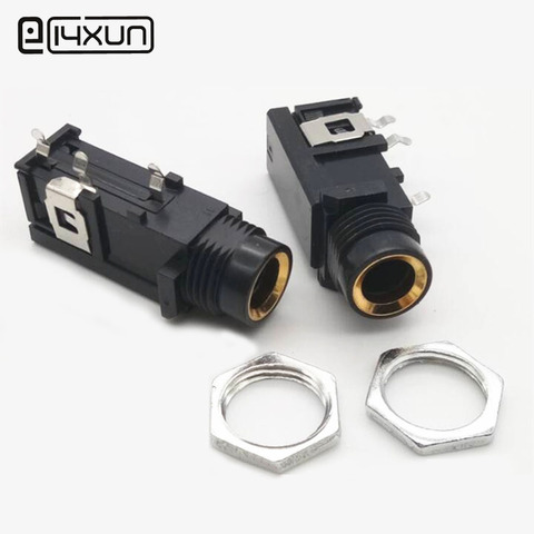 2pcs 6.5mm / 6.35mm 3Pin Female jack 180 Degrees PCB Audio Connector with Nut Microphone Adaptor For KTV Mixer Guitar ► Photo 1/1