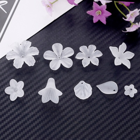 White Acrylic Leaf Petals Flower Frosted Acrylic Spacers Beads For Hair Wedding Earrings DIY Makeing Accessories ► Photo 1/6