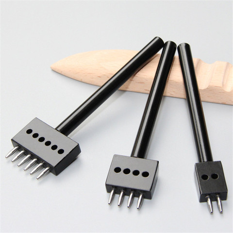 1Pc DIY Leathercraft Tools 5mm Leather Hole Punches Stitching Punch Tool 2+4+6 Prong Tools For Leather Belt Punching Accessories ► Photo 1/6