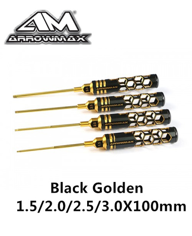 Original arrowmax AM-410993-BG Allen Wrench Set 1.5/2.0/2.5/3.0X100mm Black Golden Lightweight hollow profession rc tool parts ► Photo 1/1