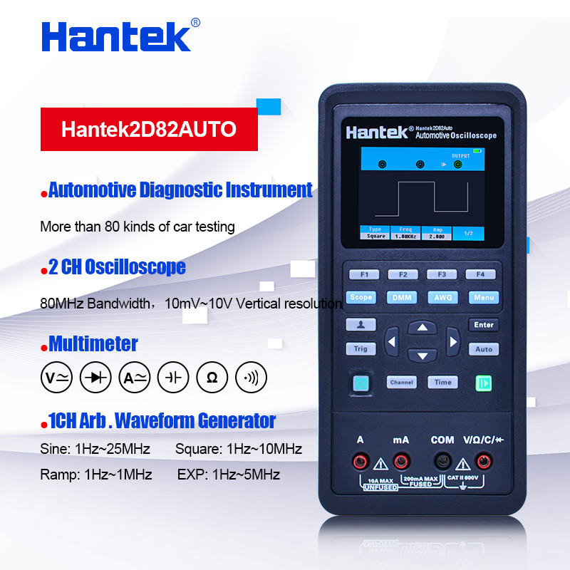 Hantek2D82AUTO I 2D82 AUTO Car Oscilloscope Automotive Diagnostics 80Mhz 250MSa 