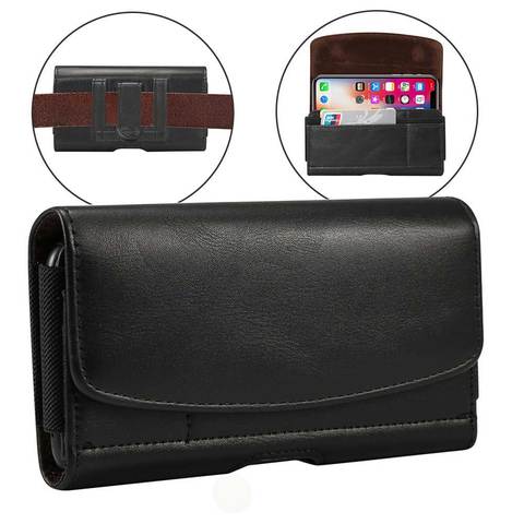 Universal Cell Phone Holster Case for iPhone Samsung Premium Leather Pouch Case with Belt Clip and Loop Built-in ID Card Holder ► Photo 1/6