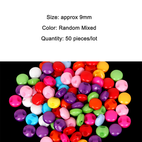 9mm 50pcs Decorative Button For Children Scrapbooking Accessories Sewing Random Colors Round Plastic Shank Buttons Clothes Craft ► Photo 1/3